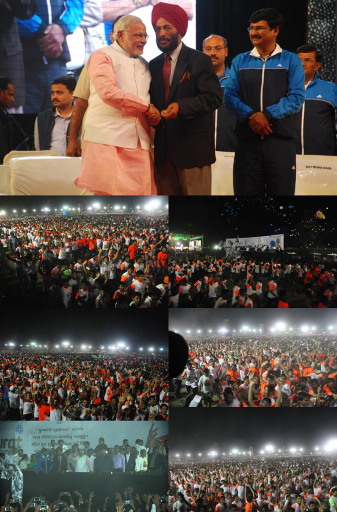 CM Modi flagoffs India’s biggest ‘Surat Night Marathon’ DeshGujarat